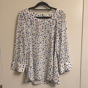 Elegant White Blouse with Multicolor Accents